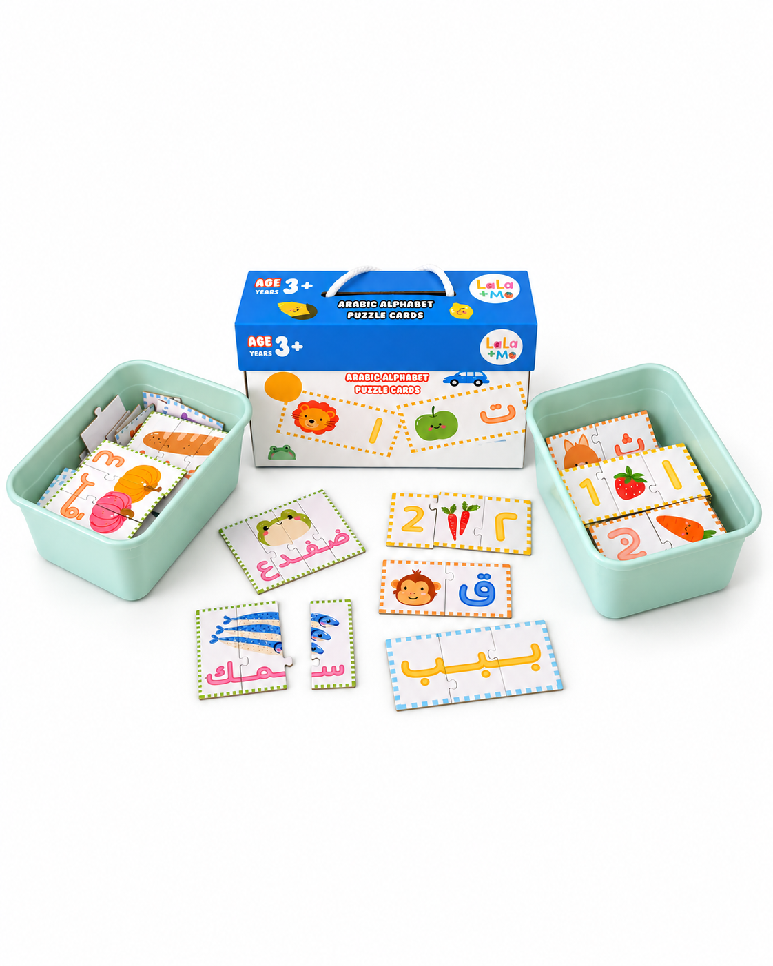 Arabic Pre-K Puzzle Cards Bundle (4 Sets) | 106 Self-Correcting Puzzles