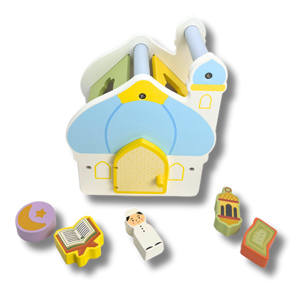 muslim kids mosque masjid wooden toy shape sorter islamic symbols
